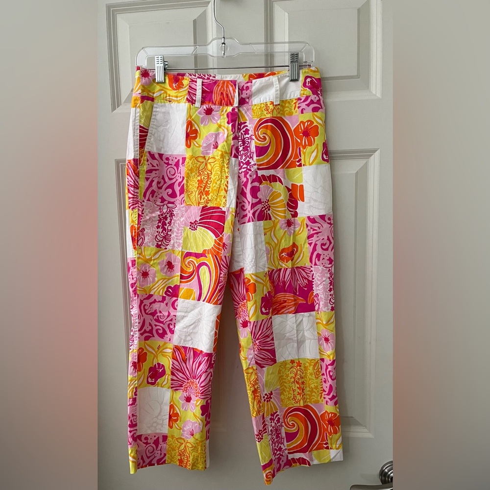 Women’s Vintage Lilly Pulitzer Pant Floral King Court Patch Tropical Floral 4